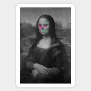 Monna Lisa Skull Interactive Magenta&Green Filter T-Shirt By Red&Blue Sticker